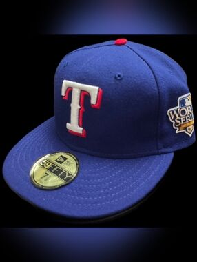 Texas Rangers New Era 59FIFTY Fitted Hat - 2010 World Series Patch - Size 7
